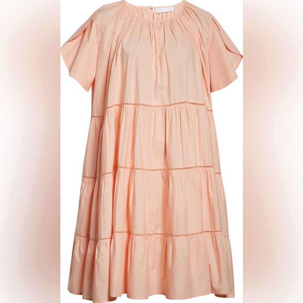 Merlette Allegre Tiered Poplin Dress - pink XS